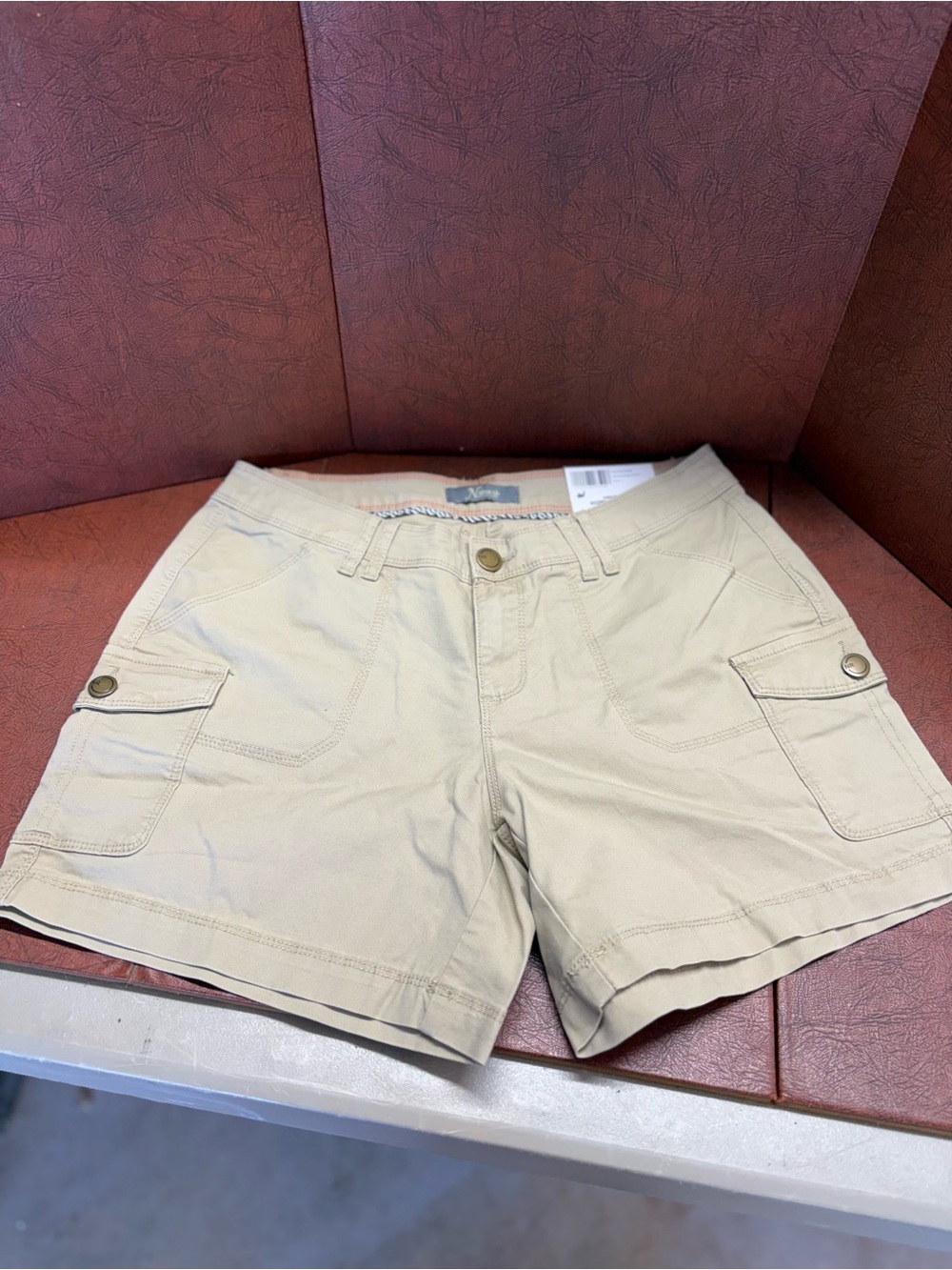 Natural Reflections Beige Cargo Shorts with Flap Pockets